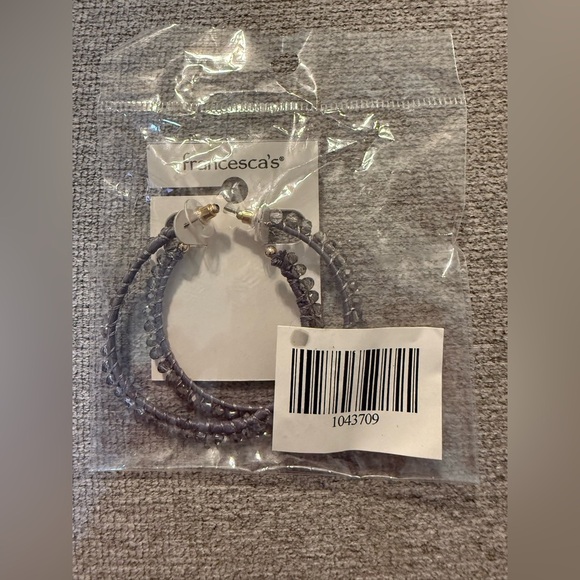 Gray Braided Hoop Earrings - Picture 2 of 6